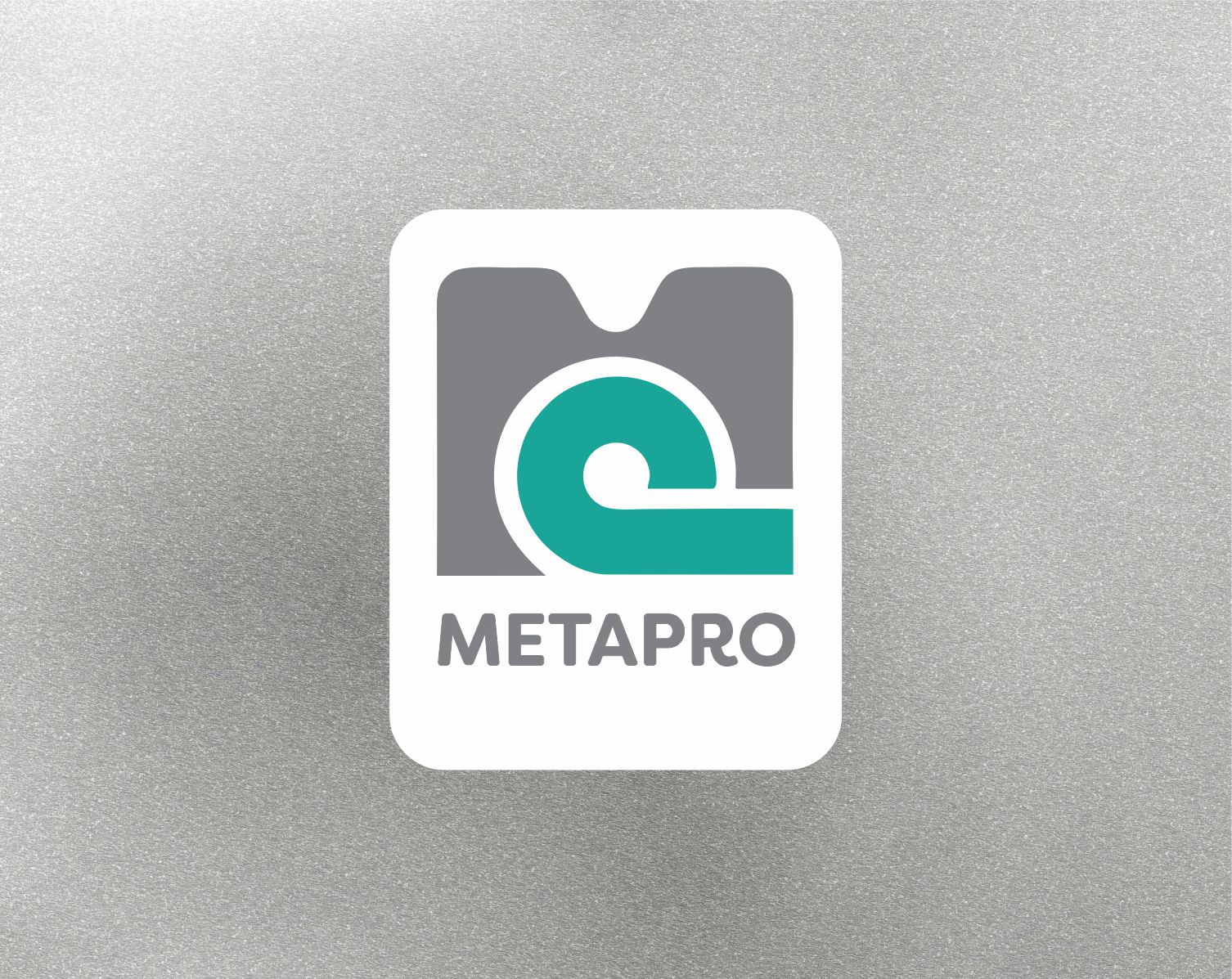 MetaPro logo with stainless steel background
