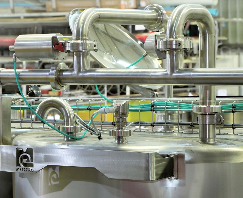 Steel tanks used at beer brewery